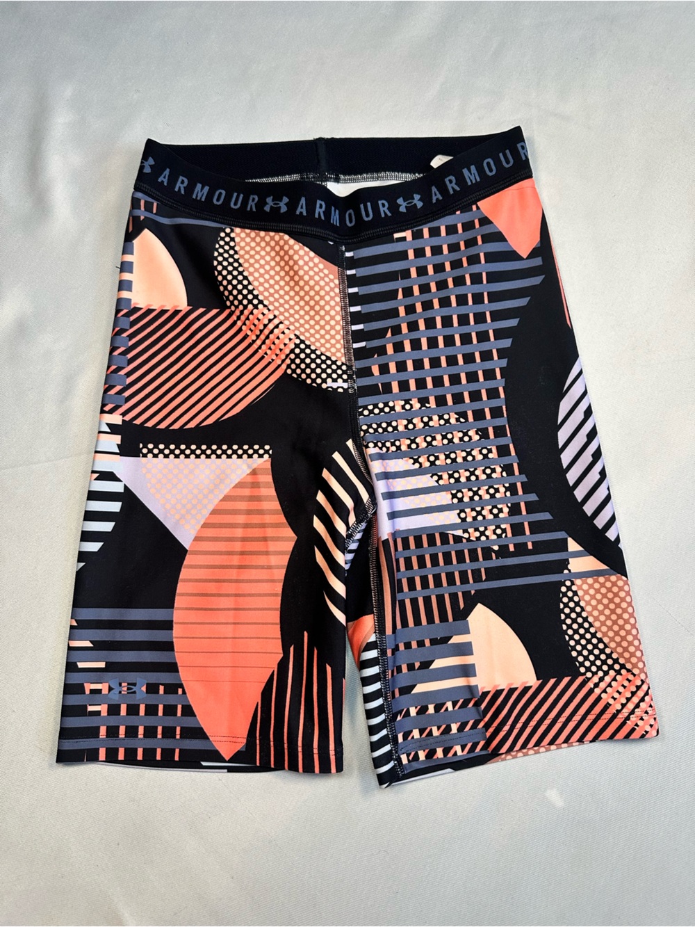 Under Armour Women's Biker Shorts‎ Black/Pink Geometric Stretch Gym